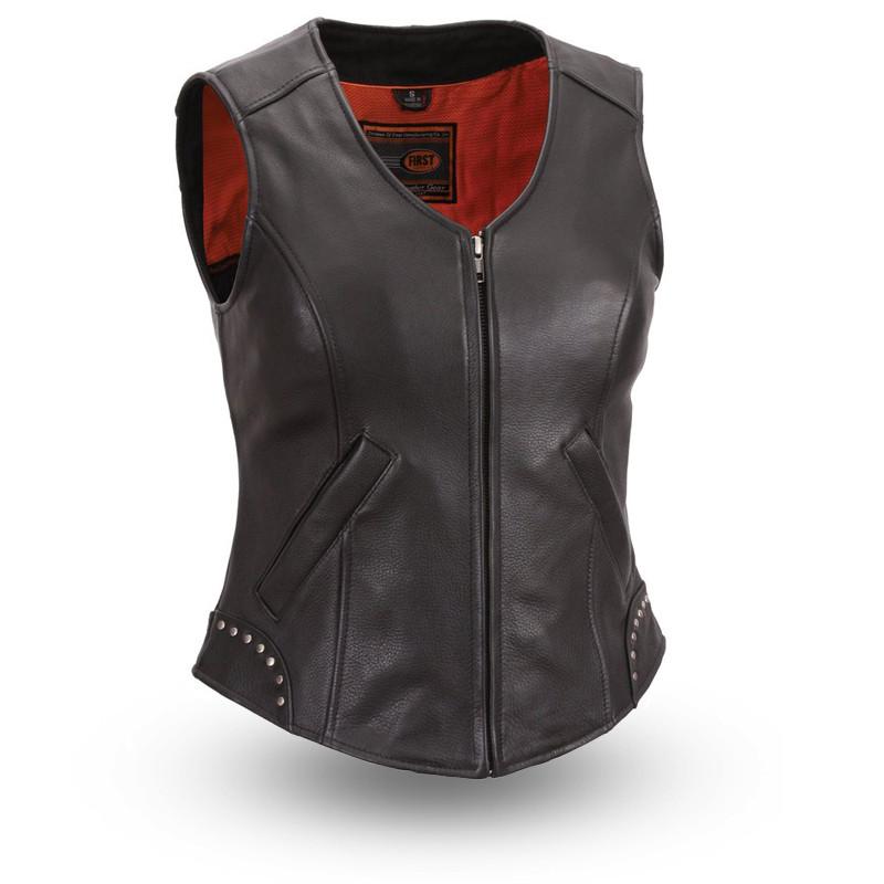 Taylor - Women's Motorcycle Leather Vest - Zohastyle